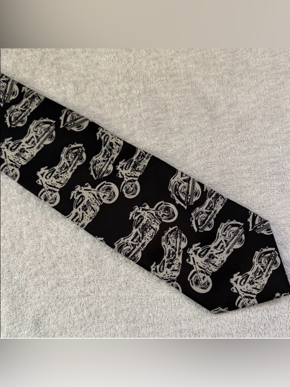 Parquet Motorcycle Print Novelty Tie Biker Moto Chopper Classic Academia Edgy